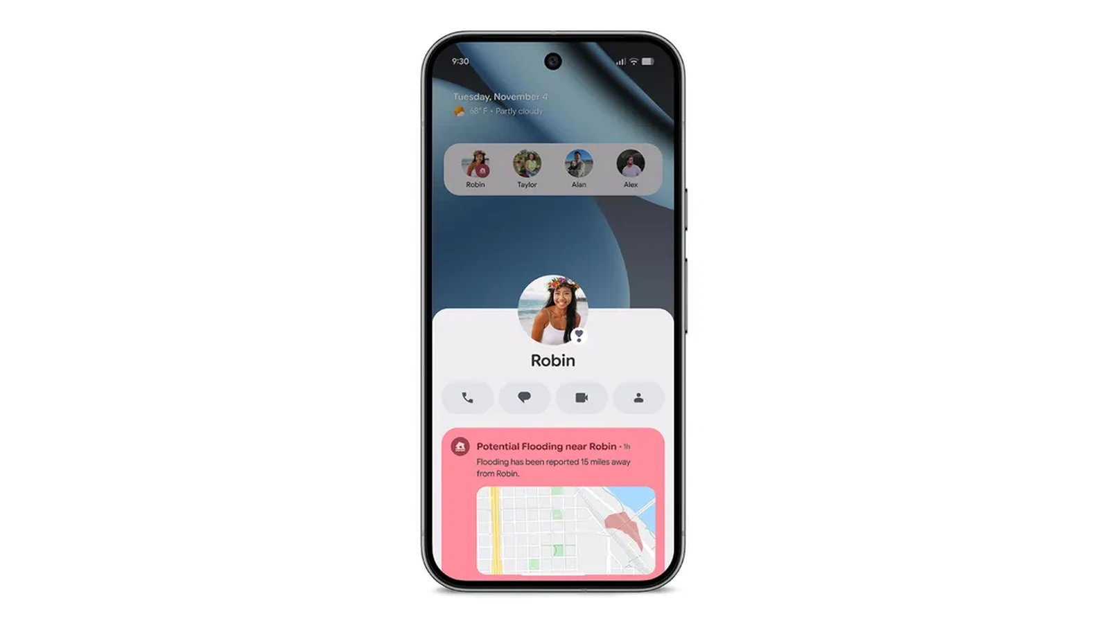 نمونه رسمی ویجت Pixel VIPs روی صفحه اصلی یک گوشی پیکسل